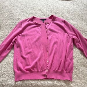 Lands' End Bright Pink Cardigan Sweater